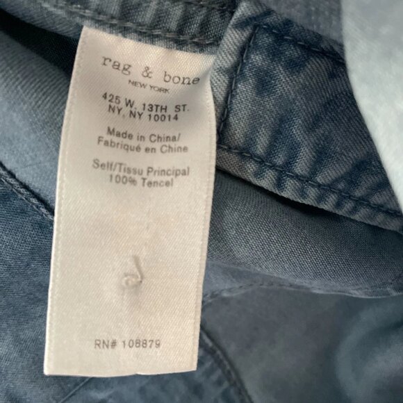 Rag & Bone Womens Light Blue Sleeveless Thread Detail Button Up Denim Shirt XS - Picture 4 of 7